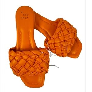 A New Day Carissa Women's Orange Woven Slide Sandals